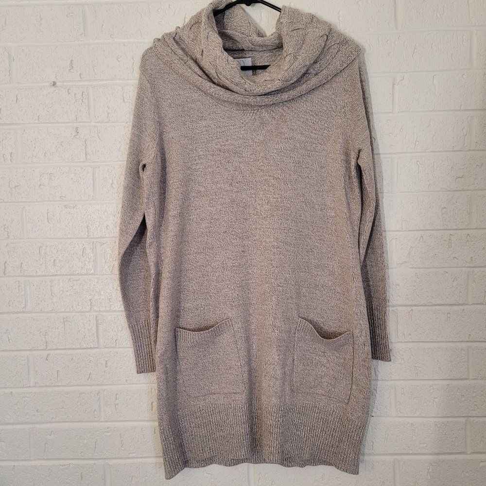 ny&c cream heathered soft cowl neck sweater dress